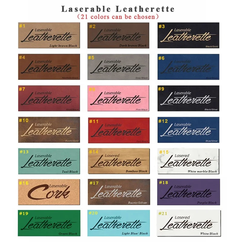 Custom 12*18 in Laser Leather Crafting Sheet Leatherette Self Adhesive Blanks Laserable Safe Soft PU Leather for Laser Engraving