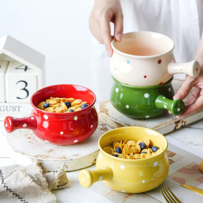 Ceramic Cereal Breakfast Dessert Bowl Onion Soup Bowls With Handles
