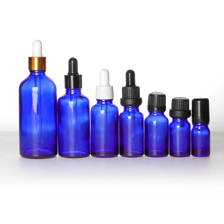 Transparent Glass Dropper Bottle with Golden Circle Flat Shape for Essential Oils Eye Drop Use Skin Care Cream Face Cream Wigs