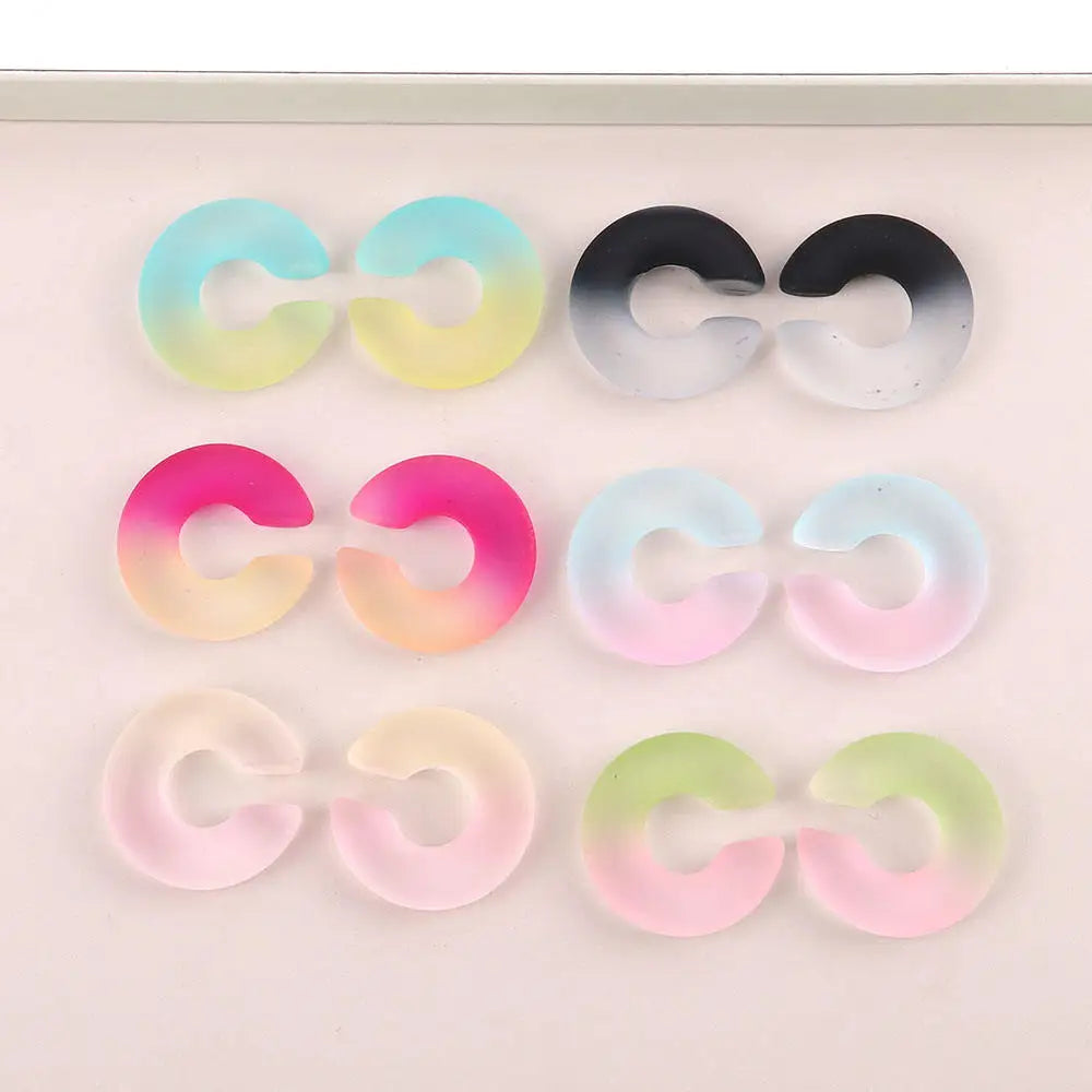 New Korean Acrylic Circle Clip on Earrings for Women Frost Colorful Chunky Round Ear Cuff Statement Tube Thick Earclips Jewelry