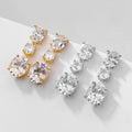 ROMANTIC Fashion Jewelry 14K Gold Plated Water Drop Copper Dangle Cubic Zircon Earrings