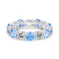 925 Sterling Silver Eternity Ring for Women 3mm Band Width Alternating Two Tone Cubic Zirconia Stackable CZ for Weddings Parties