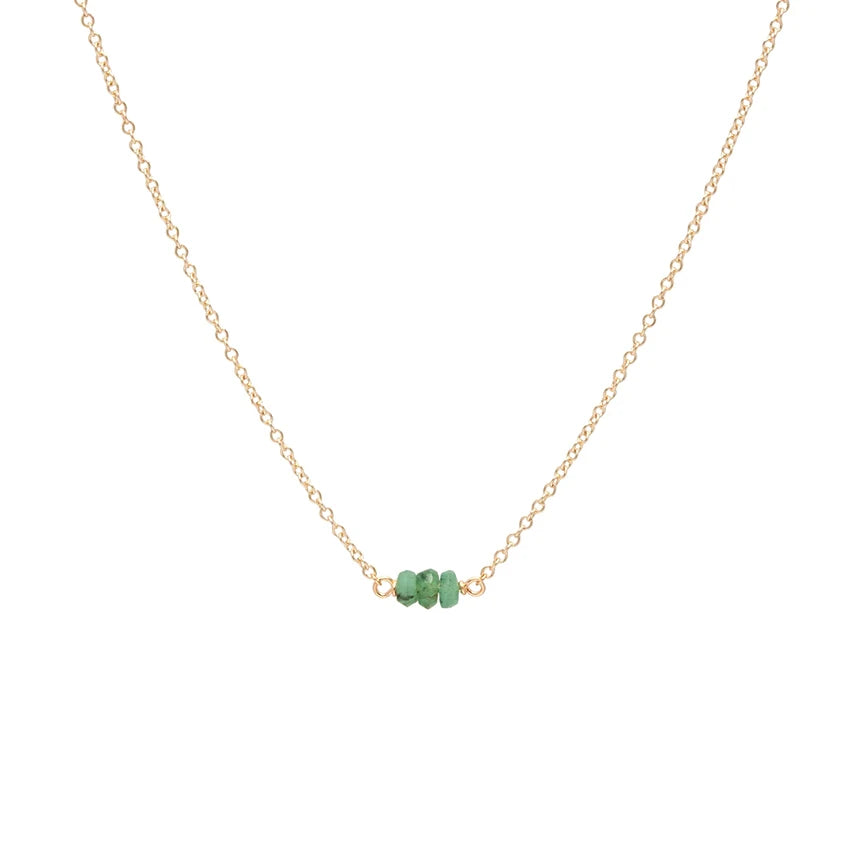 Jewelry 14k Gold Plated Bead Chain Necklace Wholesale 925 Sterling Silver Fashion Jewelry Necklaces for Women Green Gem Necklace