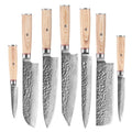 7-Piece Forged Damascus Steel Kitchen Knife Set VG10 Chef Kiritsuke Slicing Santoku Utility Paring Knife