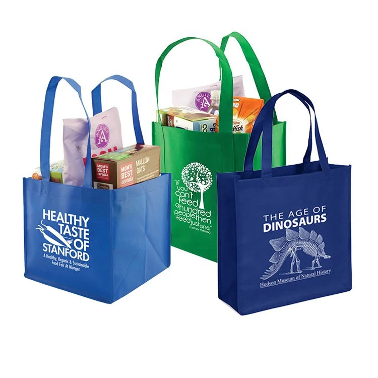 Custom Printed Eco-Waterproof Reusable Advertising Grocery Tote Degradable Non-Woven Recyclable Shopping Bag