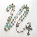 Custom Stone Beaded Newest Catholic Ceremony Prayer's Chapelet Rosary With Alloy Love Heart Cross Medal