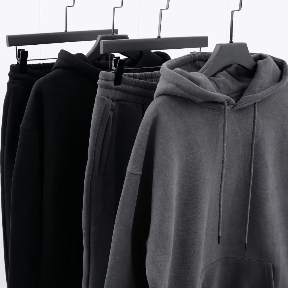 Gelan  High Quality Custom Long Hoodies Unisex 2 Piece Pants Set Comfy Fleece Winter Oversized Hoodie Set Men and Women