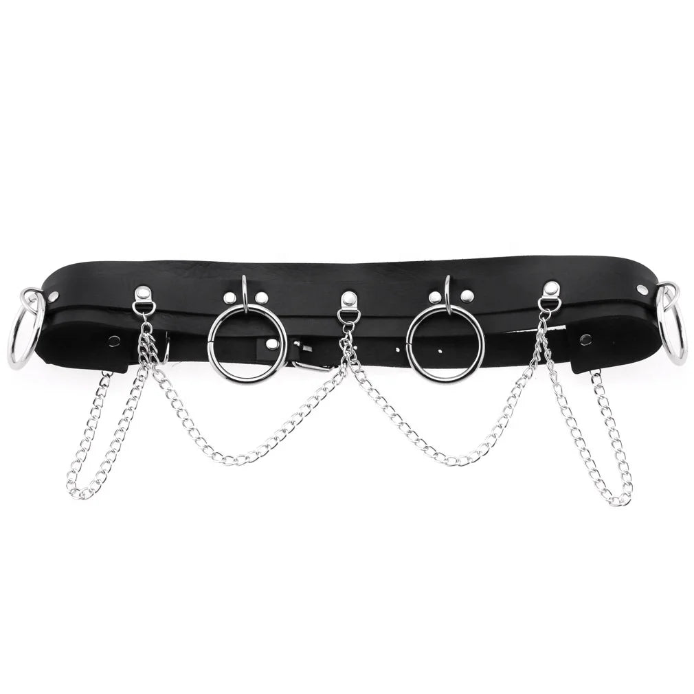 Rock Metal Chain Ring Belt Simple Personality Retro Double Layer Punk Pants Belt