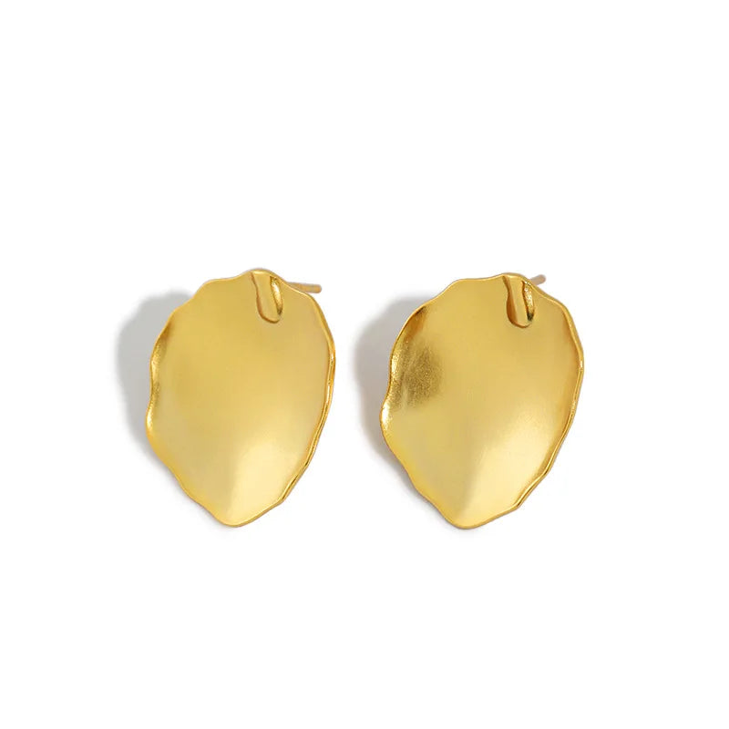 100% Authentic 925 Sterling Silver Stud Earrings for Women Korea INS Irregular Leaves Earring Brinco Punk Jewelry