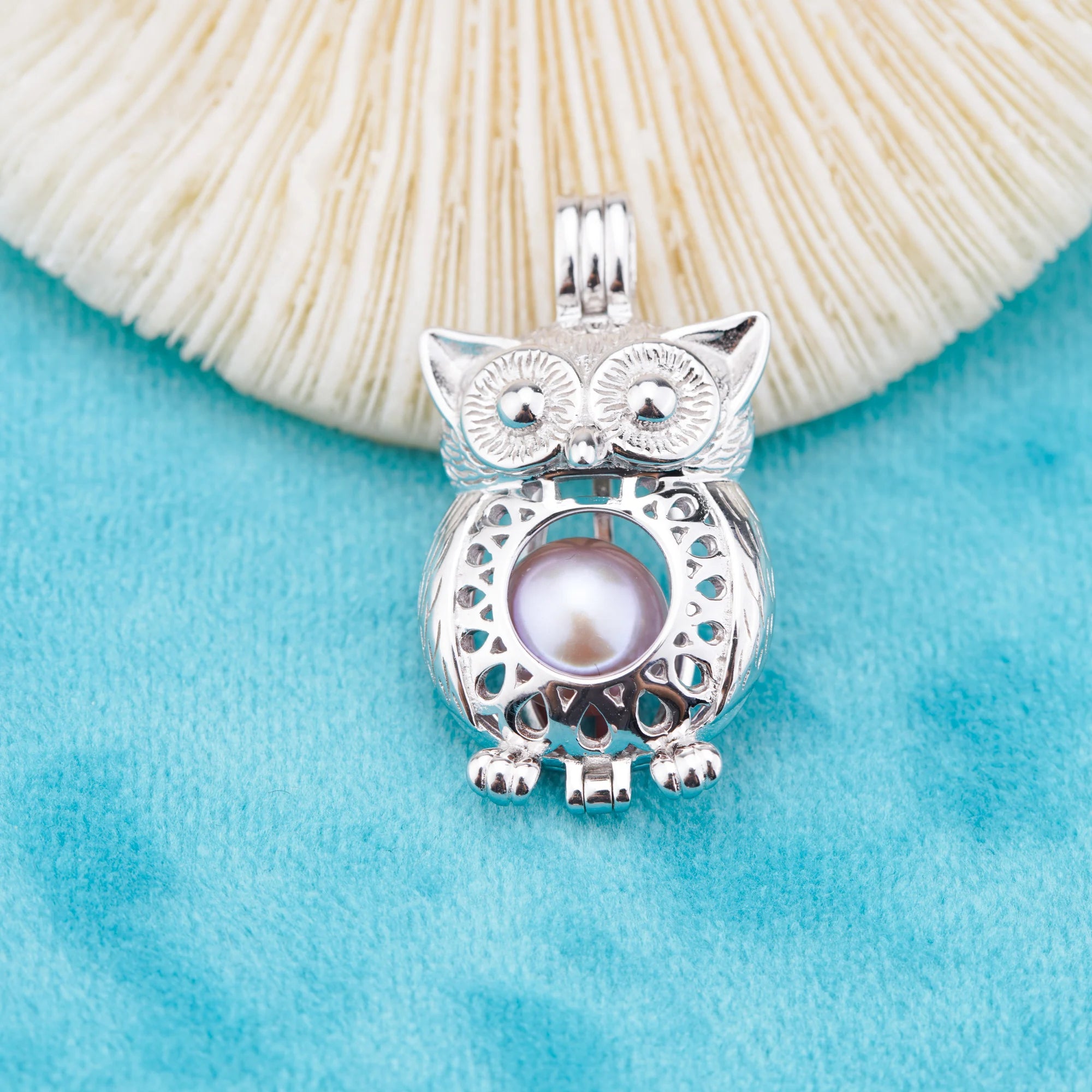 C030114 Sterling Silver Freshwater Pearl Cage Pendant Necklace Jewelry Locket for Pearl Party