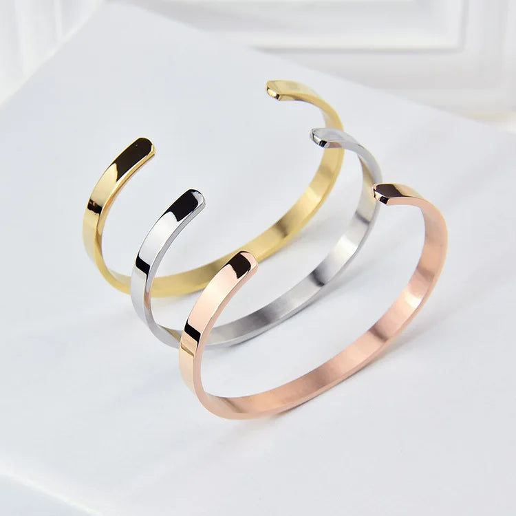 Stainless Steel Custom Name Cuff Bangle Engraved Inspirational Mantra Personalized Bangle Bracelet