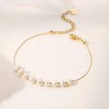 Ladies 18k Gold Plated Stainless Steel Chain Bracelets Friendship Beaded Pearl Bracelet Jewelry Women