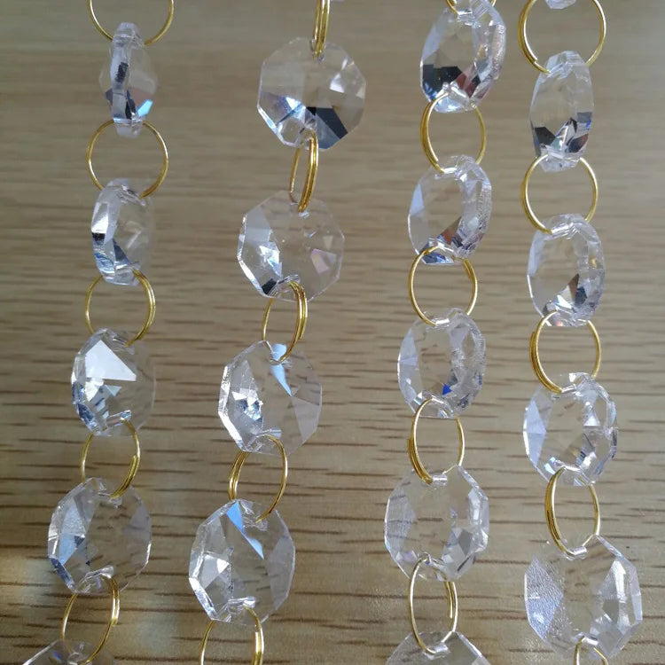 Wedding Strands clear Crystal Garland Chain with Gold Ring MH-12865