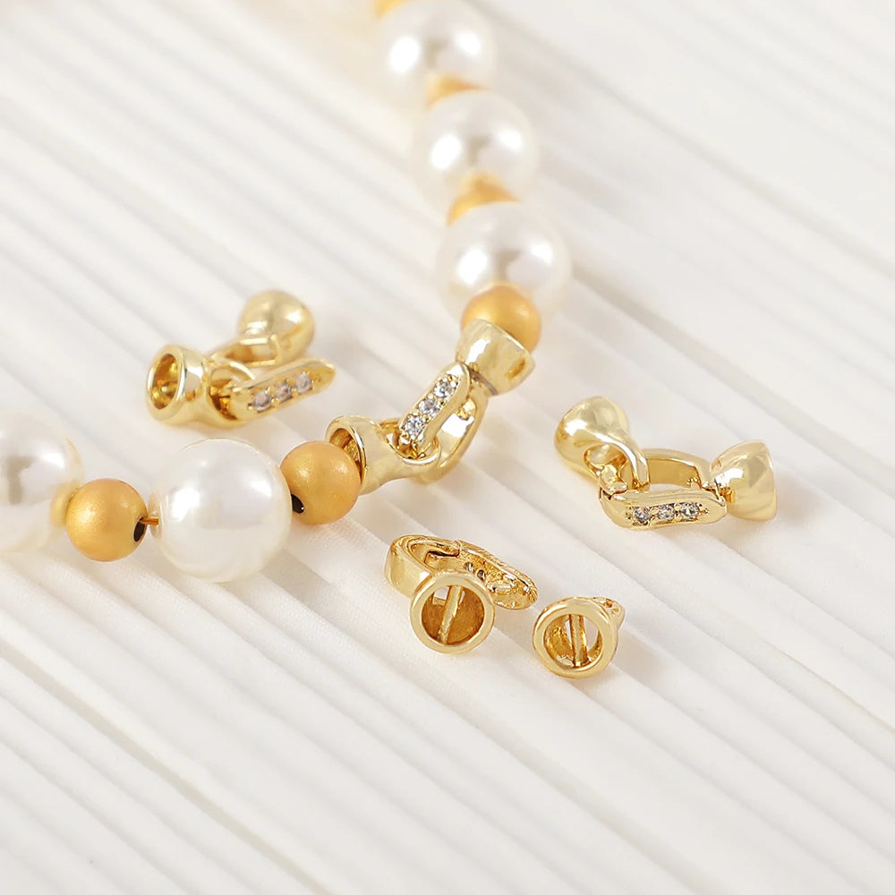 18K Real Gold Plated Buckle Brass Quality Gold Plated Connected Buckle Jewelry Charms Clasps