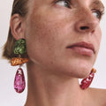 Women's Fashion Multicoloured Resin Acrylic Water Drop Hoop Earrings Gold Plated for Parties & Casual Wear