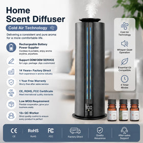 Luxury Aluminum Electric with WIFI APP Waterless Aroma Diffuser Home Tower Perfume Fragrance Air Scent Machine Within Battery