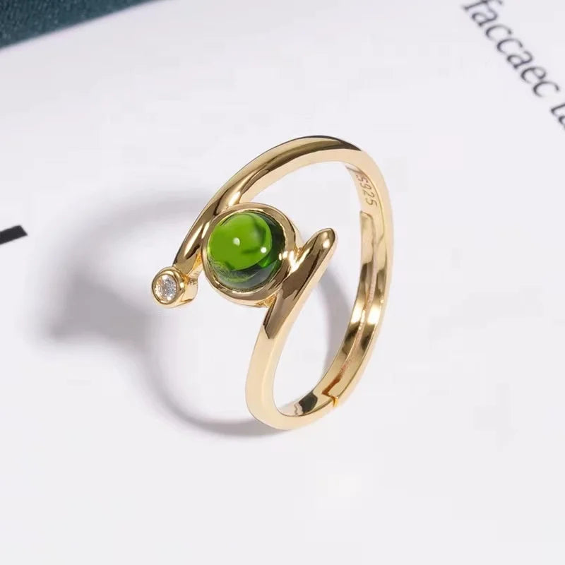 QS613 New Design Jewelry 925 Sterling Silver Diopside Engagement Rings Women