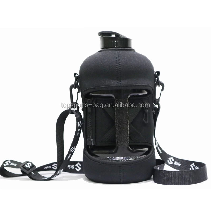 Large Capacity Half Gallon Reusable Gym Neoprene Water Bottle Sleeve Bag