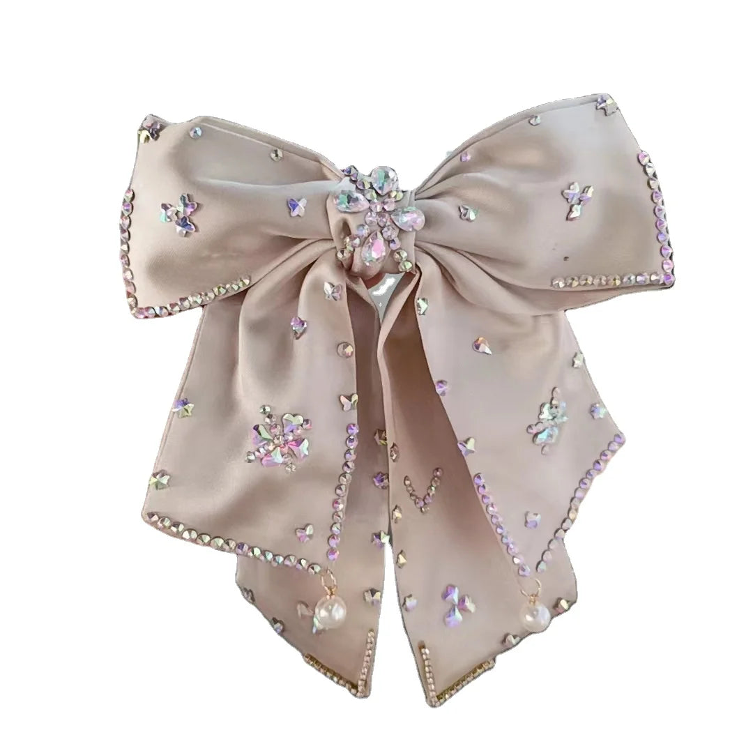 HXN-056 New Bowknot Strap Spring Clip Premium Summer Headwear Hairpin Influencers Crystal Hairpin