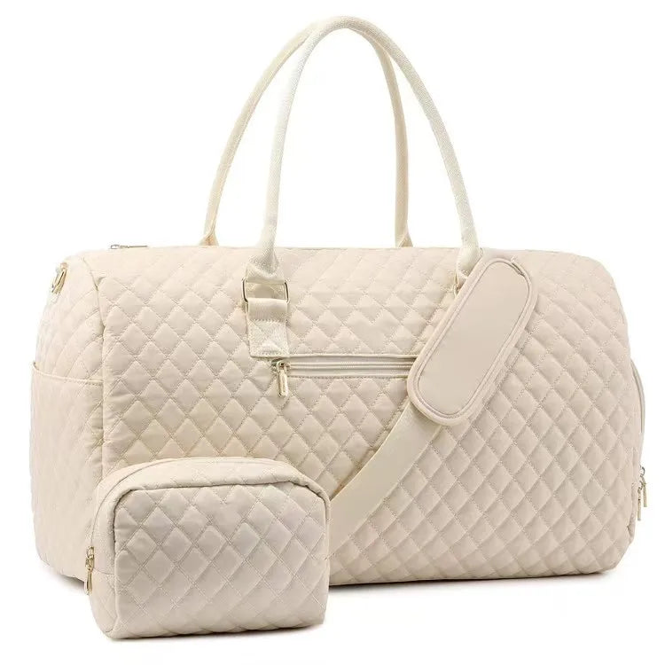 Women's Custom Gym Duffel Bag Zipper Fashionable Weekender Travel Luggage Including Shoe Compartment Foldable Weekend Bag