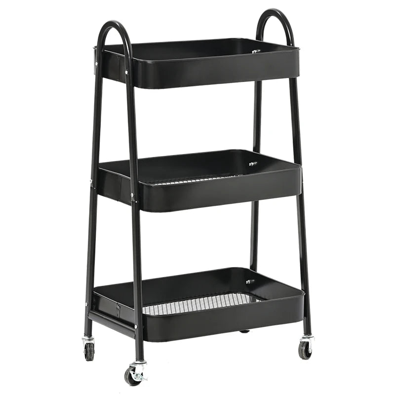 Wholesale Discount Price Three Tier Metal Fruit Basket Kitchen Trolley Storage Cart Shelves Rack Storage Trolley Cart