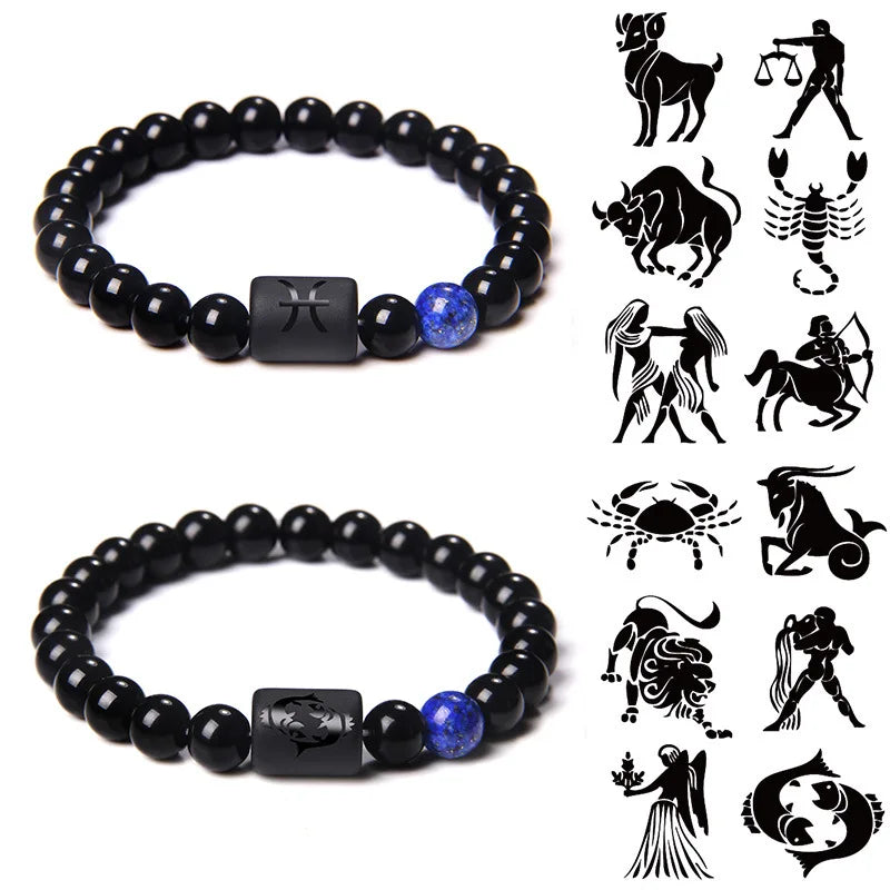 Wholesale Fashion Handmade Crystals Chakra Healing Powerful 8Mm Animal Zodiac Stone Bracelet for Men and Women With Card