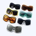 DL Glasses Wholesale One Piece Y2K Sunglasses Shield White & Black Oversize Unisex PC UV400 Custom Logo