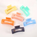 Korean Jelly Color Rectangle Hollow Hair Clip Claw Girls Large Colorful Shark Hair Clip Female Elegant Acrylic Hair Claw Clips