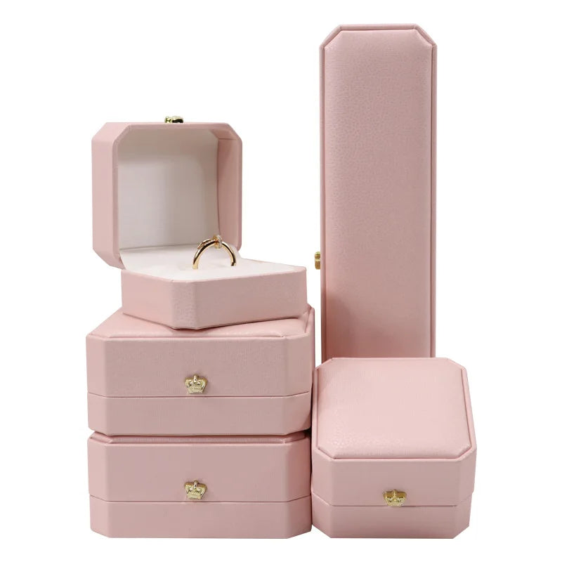 Custom Logo Luxury PU Jewelry Packaging Gift Boxes for Ring Necklace Embossed and UV Coated for Luxury Jewellery Gift Packing
