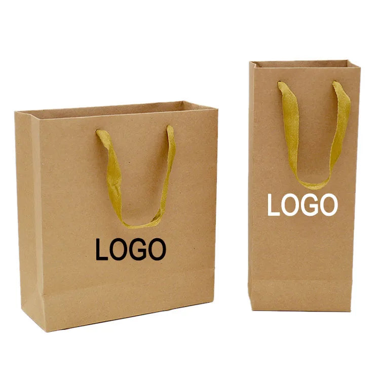 Custom Craft Paper Packaging Bags with logo Bolsas De Papel Printing Shopping Brown Kraft Paper Bag with Handle