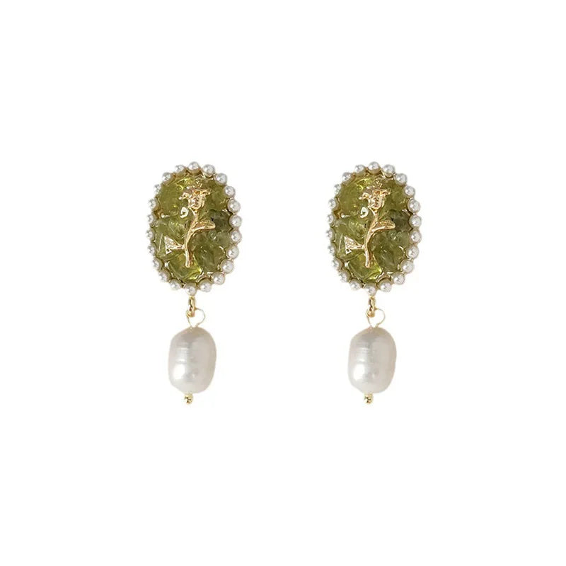 925 Freshwater Pearl Jewelry 14k Gold Plated Pearls Stud Earrings Dangle Long Drop Baroque Bride Earrings for Ladies