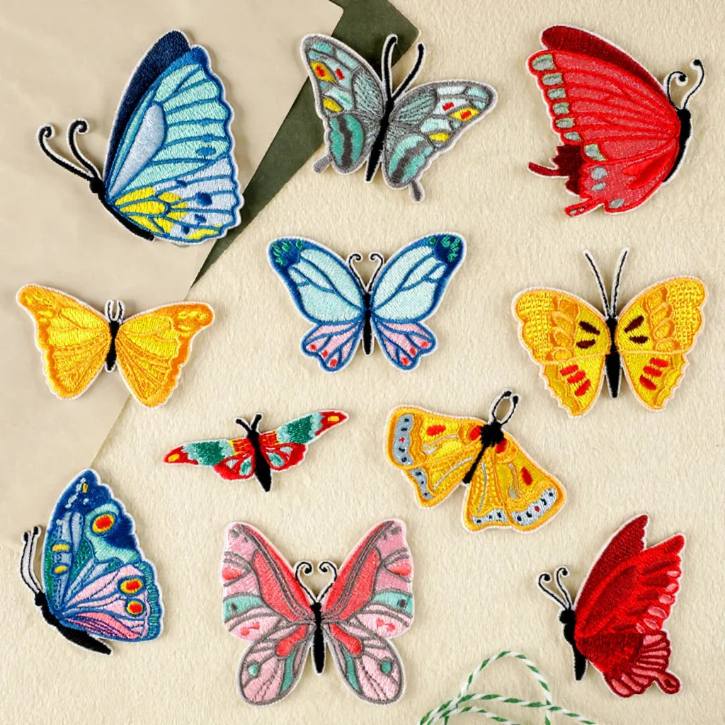 New Self Sticker Multi Color Design Embroidery butterfly Patches for Clothes