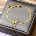 VKME New Design 18K Gold Plated Stainless Steel Butterfly Bracelet for Women Jewelry