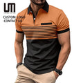 Men's Casual Short Sleeve Polyester Shirt Summer Clearance Sale Contrast Striped Printing Yarn Dyed for Hot Days