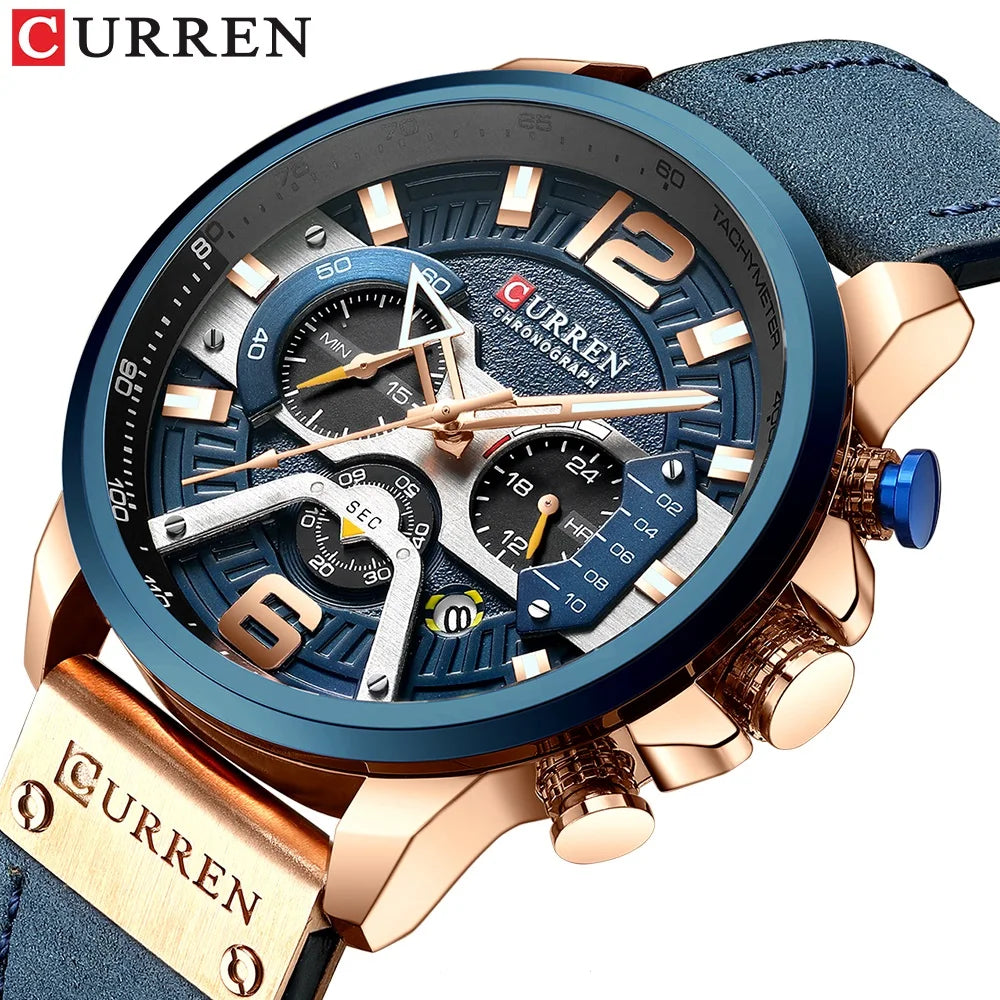 CURREN Watch 8329 Casual Sport Chronograph Watches Men Wrist Luxury Quartz Male Leather Charming Wristwatches Reloj Hombre