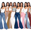 GX2599 Fashion High Waist Versatile Slim Stretch Jeans Bell-bottoms Casual Denim Pant Women