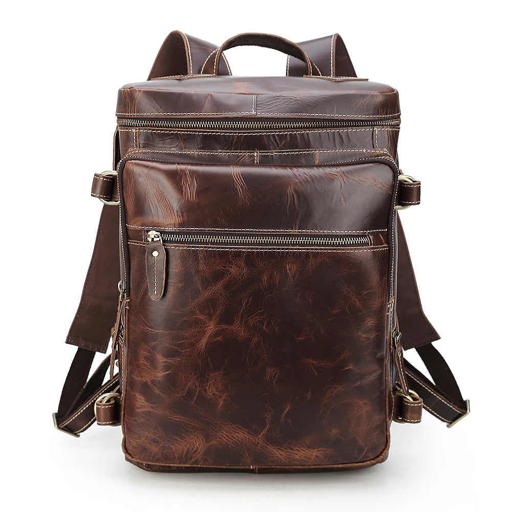 Men's Leather Backpack Custom Computer Business Large Capacity Laptop Bag Backpack School Travel Backpack