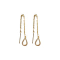 Women's Trendy Rose Gold Color Zircon Crystal Drop Ear Earrings Long Hanging Design Piercing Threader Ear Accessories Jewelry
