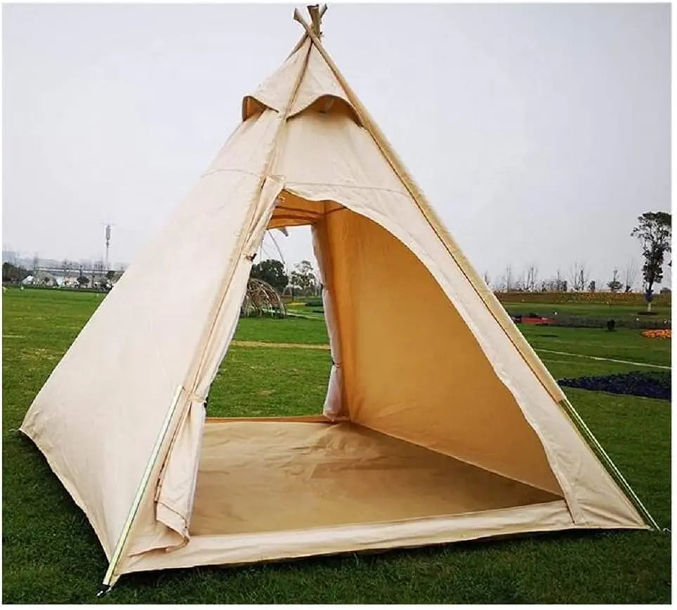 WOQI Outdoor Camping Family Pyramids Yurt Teepee Indian Style Canvas Tent for Families