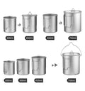 Outdoor Accessories Titanium Pot Camping Water Cup Mug Lightweight Titanium 750ml Pot 350ml Water Cup Drinkware Camping Mug