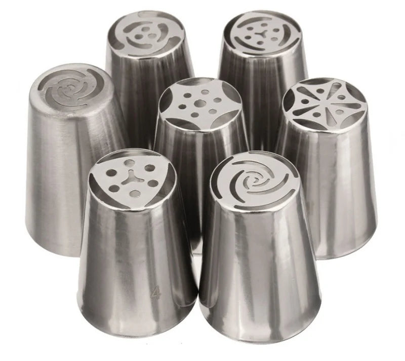 7 PCS Russian  Piping Tips Set  Flower Frosting Tulip Tips  Stainless Steel Icing Piping Nozzles for Pastry Decorating