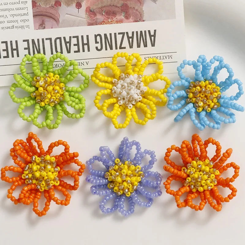 Yiwu Factory Seed Pearl Bead Weaving Flower Handmade DIY Hair Clip Earrings Accessories Materials