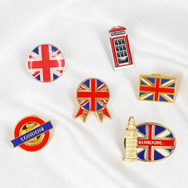 Manufacturer London Souvenirs UK Union Flag Map Big Ben Red Phone Box Enamel Hat Clothes Tie Scarf Button Pin Badge Lapel Pin
