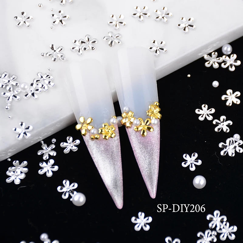 Wholesale Pearl Nail Rivets Hollowed Out Butterfly Nail Sticker Decoration