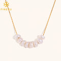 Elegant Dainty Women Fashion Jewelry Gold Plated Stainless Steel Natural Fresh Water Pearls Necklace