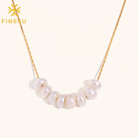 Elegant Dainty Women Fashion Jewelry Gold Plated Stainless Steel Natural Fresh Water Pearls Necklace