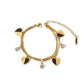 Customized Creative Stainless Steel 18K Gold Plated Black Enamel LOVE Heart Charms CZ Zirconia Women Bracelets