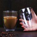 Heat Resistant Double Wall Glass Mug 400ml/14oz Vacuum Insulated Lead & BPA Free Handmade Dishwasher & Microwave Safe