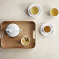 High Borosilicate Ceramic Teapot with Wooden Handle Porcelain Warmer and Candle Stand Strainer Resisting Tea & Coffee Sets