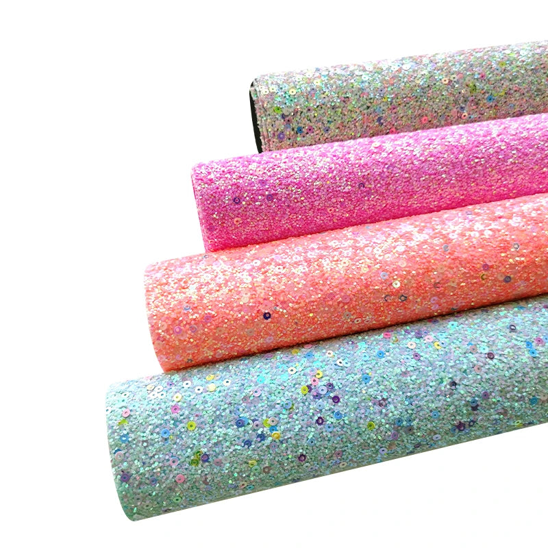 Colorful Sequin Sparkling Chunky Glitter Faux Leather Elastic Back for Making Hair Bow  Craft Decorative